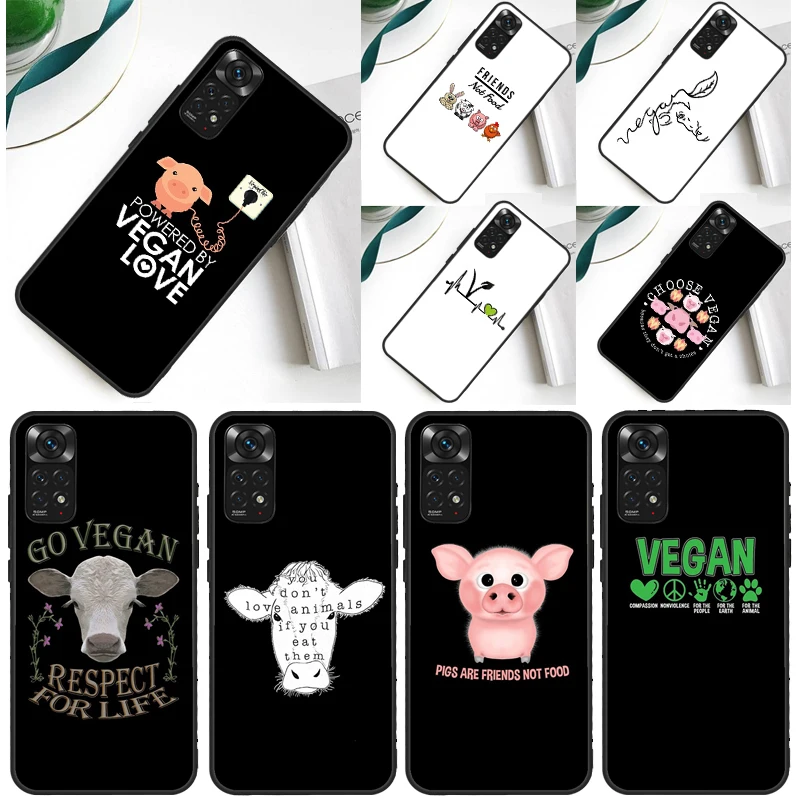 Vegetarian VEGAN ANIMAL LOVE VEGGIE Case For Xiaomi Redmi Note 13 Pro 14 12 9 10 11 Pro 10S 11S 12S Redmi 14C 13C 10C 12C Cover