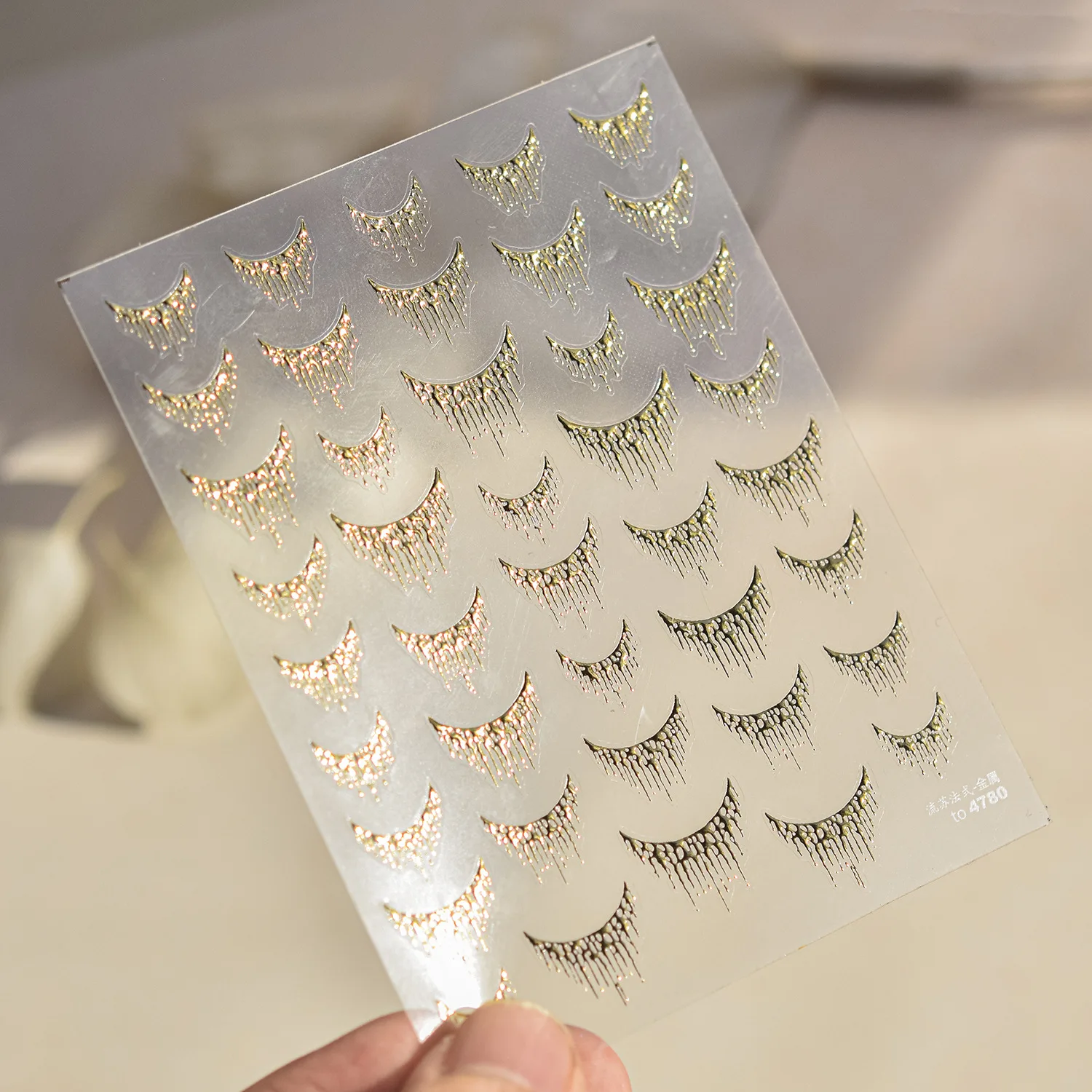 أنيقة هندسية الذهب ختم 5D مسمار الفن ملصقات الفرنسية منحنى مجردة شظايا فريدة من نوعها الفنية ذاتية اللصق مانيكير صائق