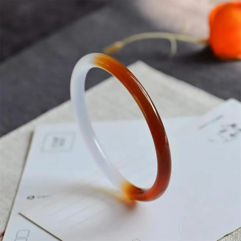 Natural Red Agate Lychee Jelly Half Wall River and Mountain Tinker Bell Bangle High-grade Exquisite Luxury Quality Fine Jewelry
