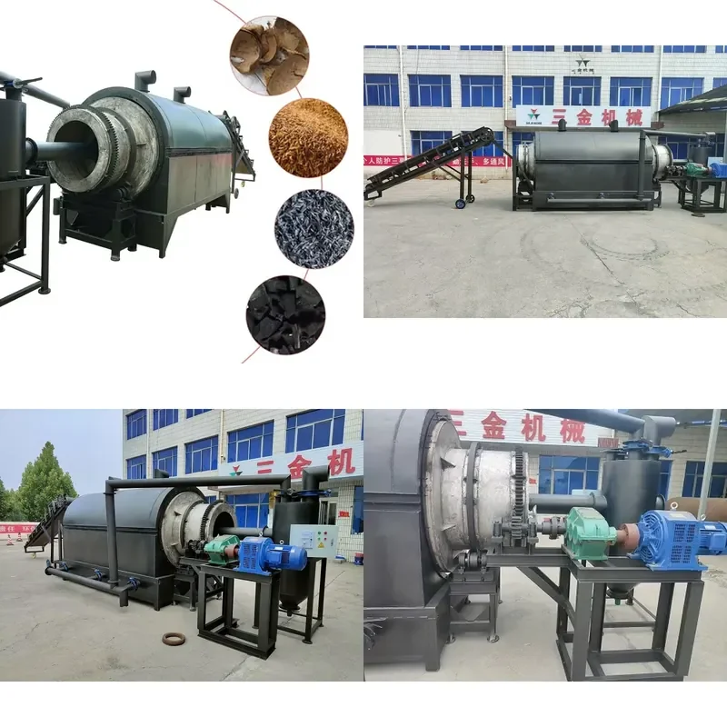 2026 CE Rotary Type Biochar Kiln Agricultural Waste Rice Husk Wood Chips Coconut Shell Charcoal Making Machine