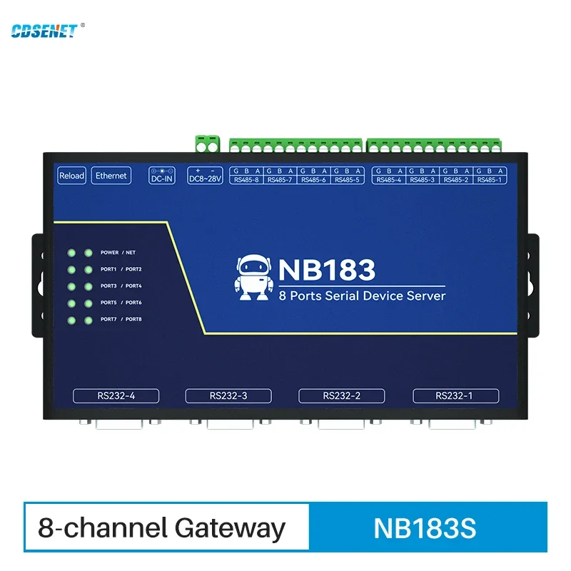 

Шлюз Modbus 8-канальный последовательный сервер RS485/232/422 к RJ45 ModBus RTU к TCP/UDP NB183S Встроенный модуль Watchdog MQTT/HTTP IOT