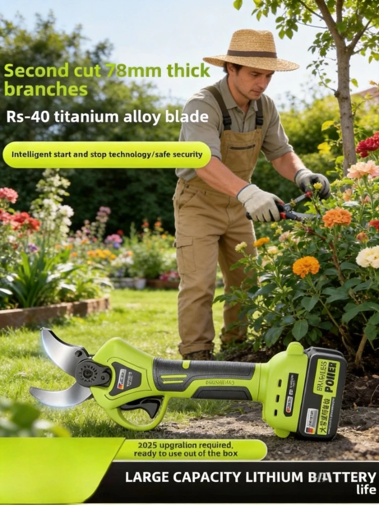 

High Power Lithium Battery Electric Pruning Shears Tree Branch Trimmer Portable Durable