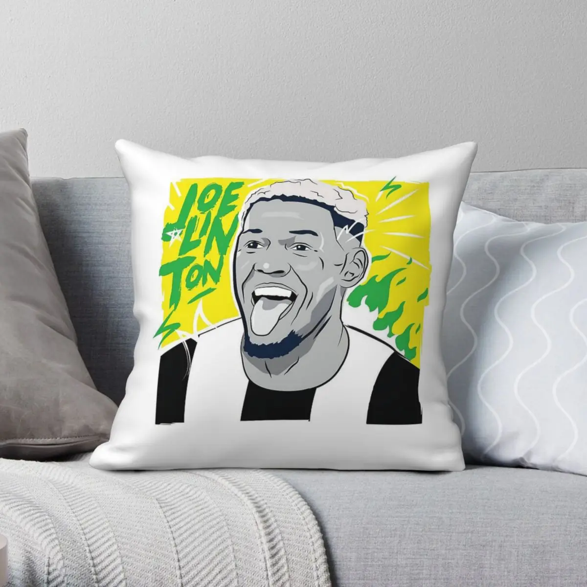 Joelinton Soccer Player Square Pillowcase Polyester Linen Velvet Printed Zip Decor Pillow Case Car Cushion Cover