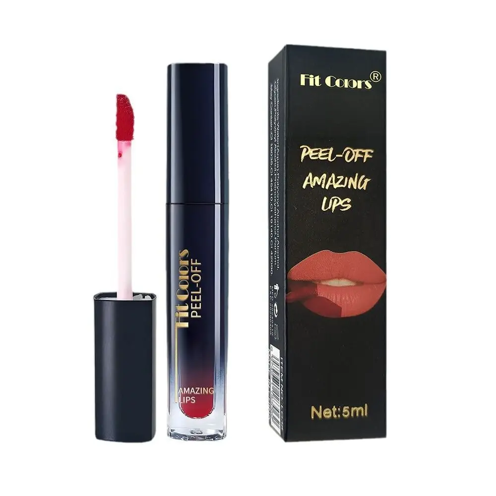 Nieuwe 6-kleuren Lip Liner Peel Langdurige waterdichte matte lippenstift Afscheurbare non-stick cup fluwelen lipglazuur