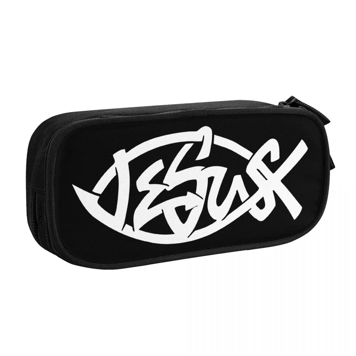 Customized Catholic Jesus Pencil Cases for Boy Girl Large Capacity Christian Faith Pen Box Bag Stationery