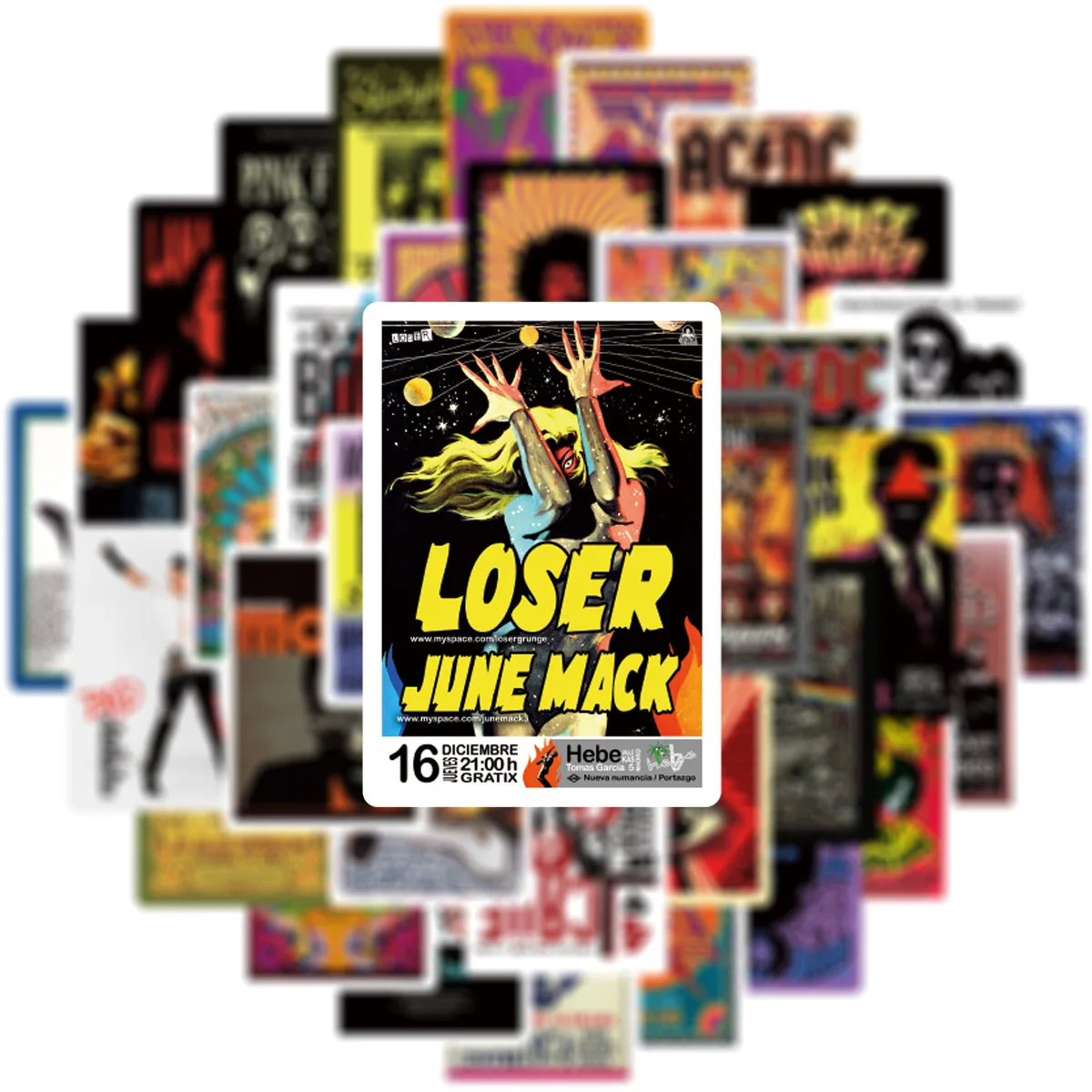 ملصقات جرافيتي لموسيقى الروك ، ملصق رائع للروك ، سيارة ، هاتف ، كمبيوتر محمول ، زجاجة مياه ، ملصق مقاوم للماء ، 50 *