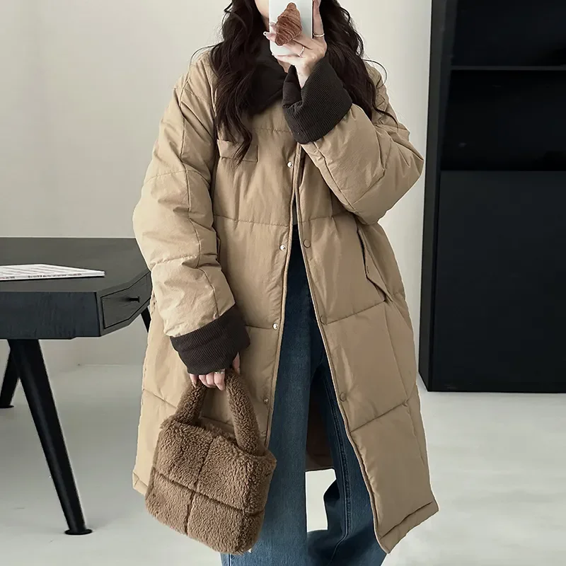 Winter Retro Corduroy Warm Jacket Loose Mid-Length Thick Cotton Padded Coat Ladies Casual Women Windbreaker