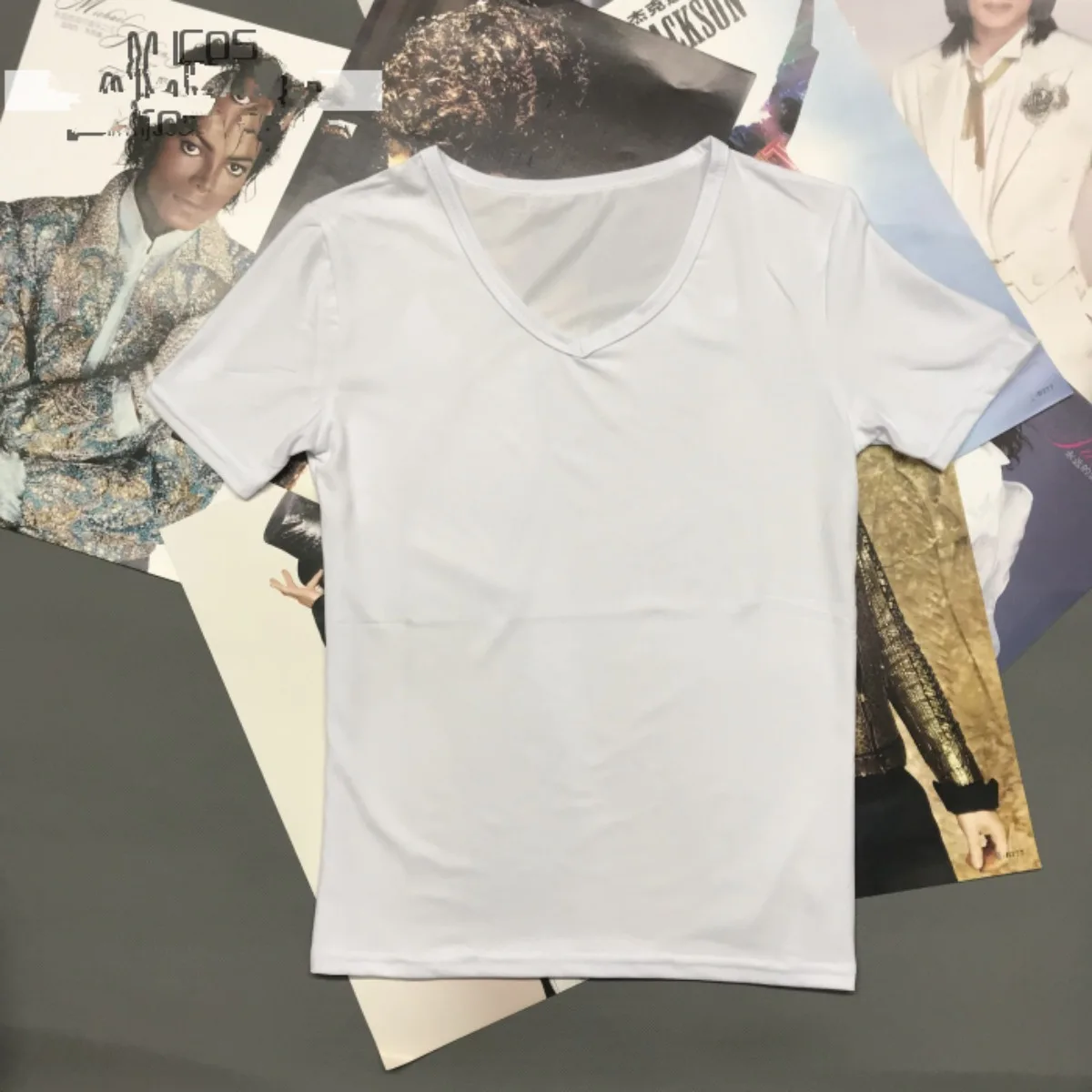 Classic Underwear Cosplay Role-player Michael Jackson White V Neck T-shirt Tshirt Kids Adults Halloween Cotton
