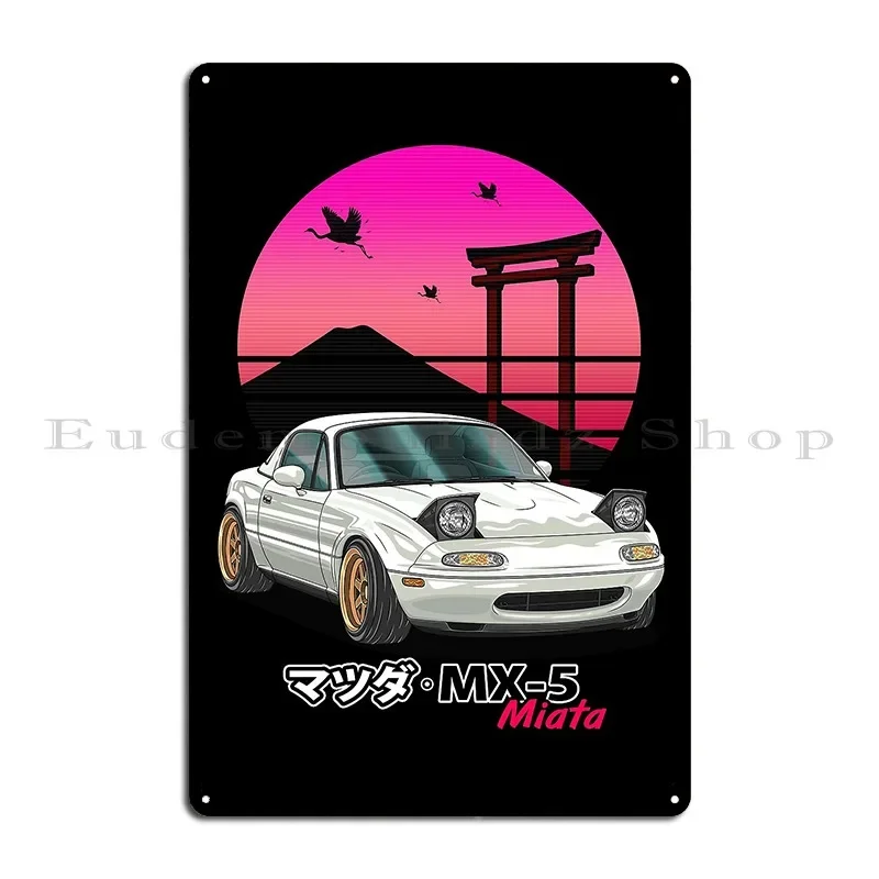 White Mx5 Miata Metal Plaque Poster Funny Painting Design Designs Wall Plaque Tin Sign Poster