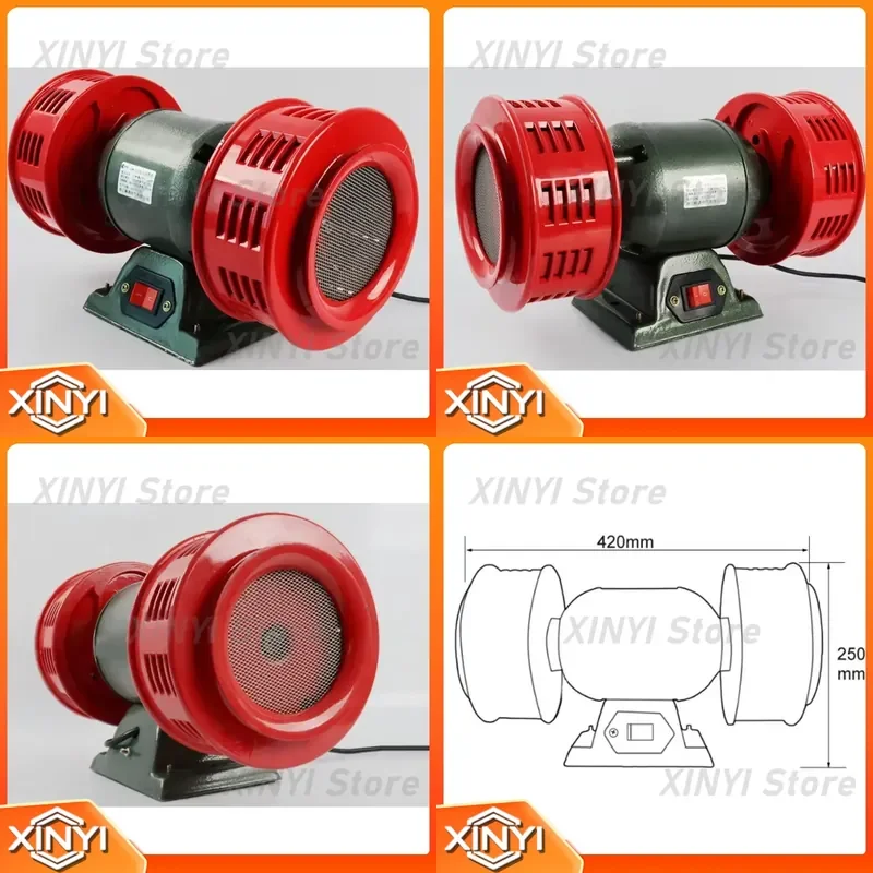 for Factory Electric Air Defense Siren 200dB High Decibel Full Steel Body IP54 Waterproof for Mine Reservoir Security System