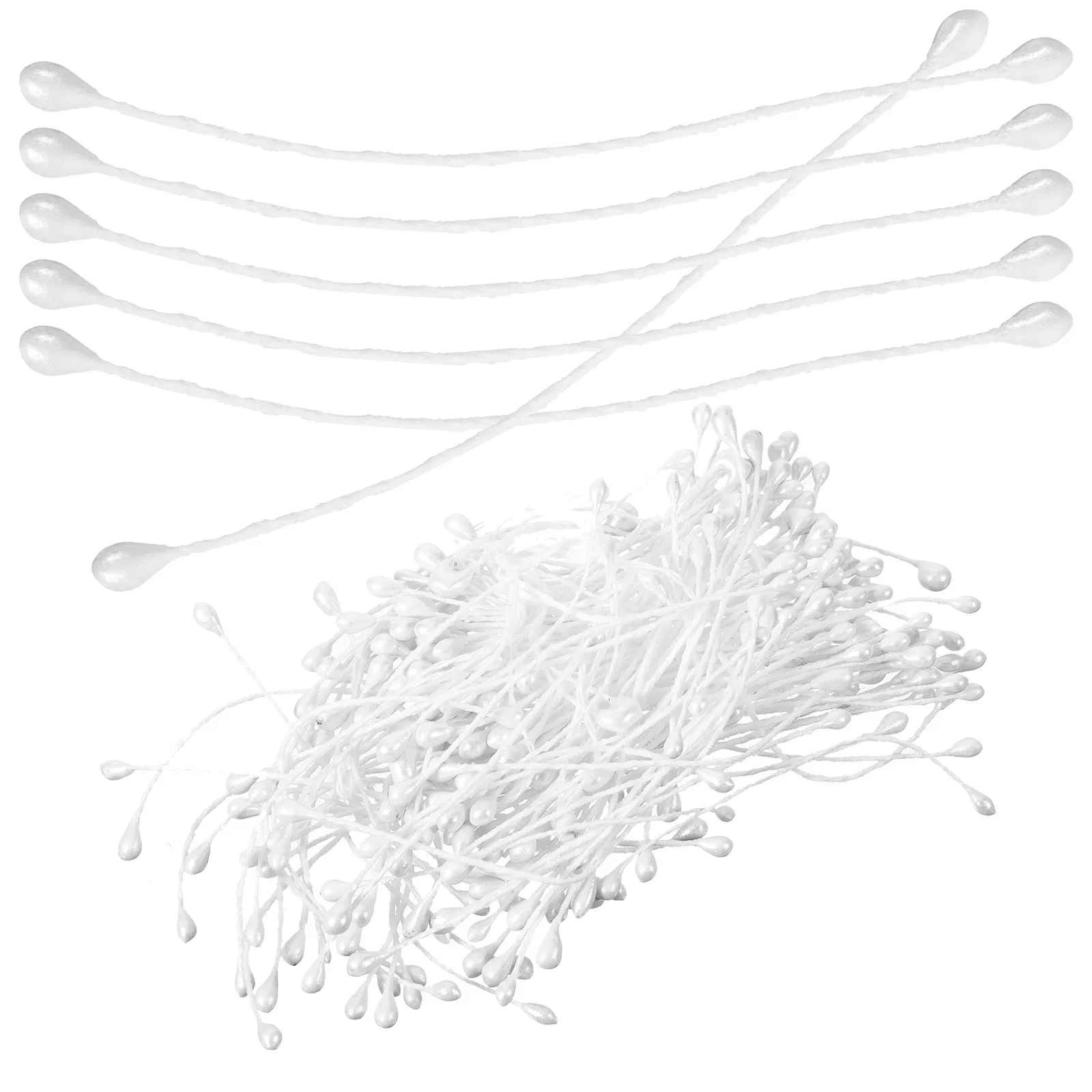 170 قطعة براعم زهرة اللؤلؤ 6 سنتيمتر الأبيض مزدوجة يميل النايلون الجذعية لصنع الزهور كعكة الديكور الزفاف الحرفية الأزهار #2