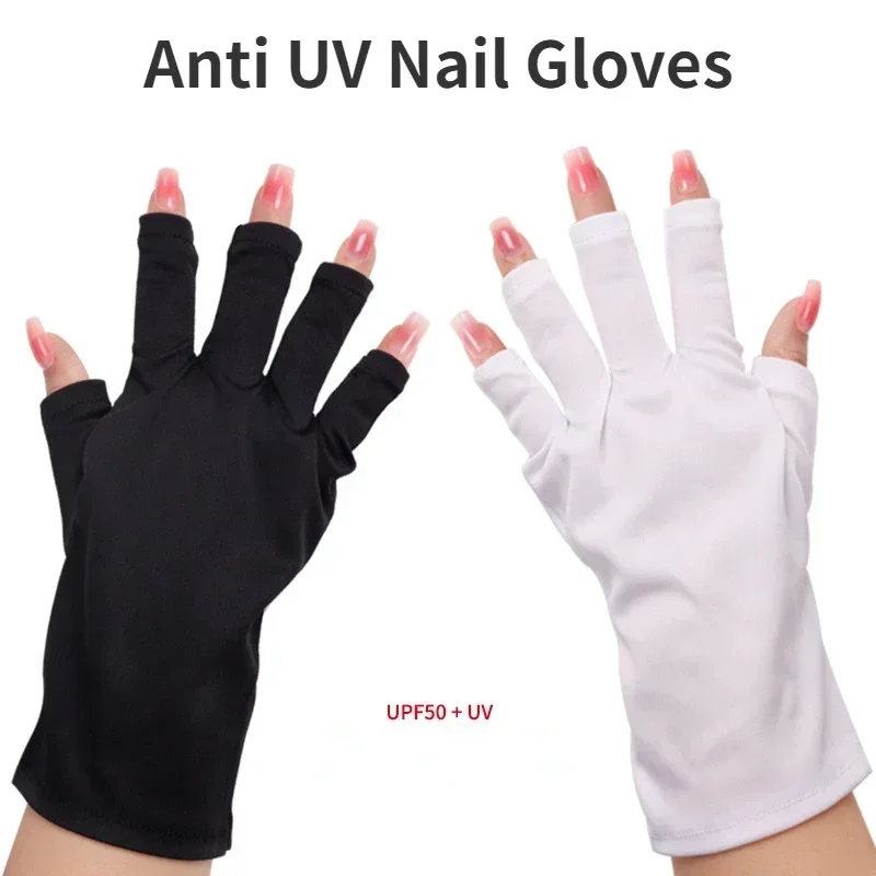 1 Pair Anti UV Nail Gloves UV Gel Shield Glove Fingerless Manicure Nail Art Tools LED Lamp Nails Dryer Radiation Hand Glove