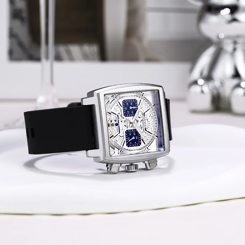 New Silicone Strap Large Dial Square Sports Watch For Men, New Multi-Functional Quartz Watch, Stylish Quartz Wristwatch.