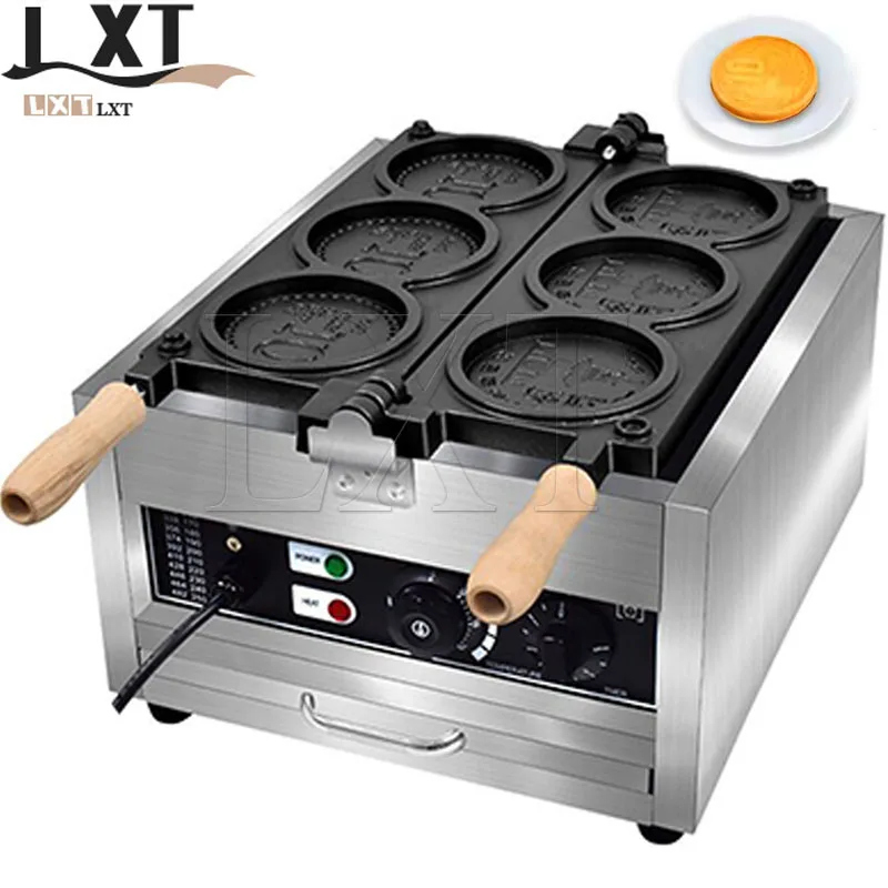 Home Wise Electric Waffle Maker Gold Coin Pattern Waffle Maker Gold Coin Mold Snack Machine
