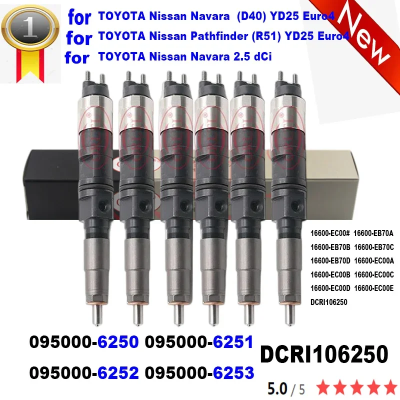 

for TOYOTA Nissan 095000 6253 16600-EC00D 16600-EC00E DCRI106250 SM295040-6280 095000-6253 High Quality Injector Nozzle 6pcs