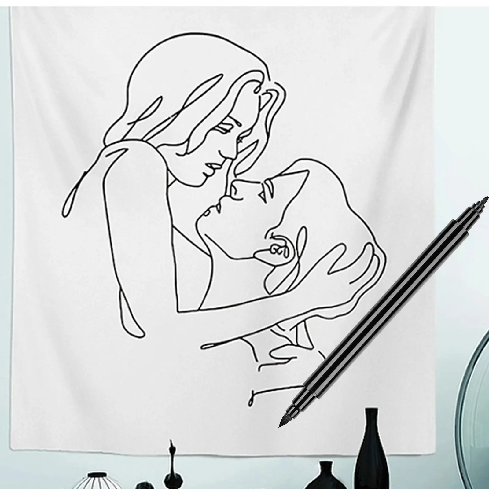 Pinselstift, Schuhe, Stift für Kleidung, Dual-Tip-Sneaker, schwarzer Stoffmarker