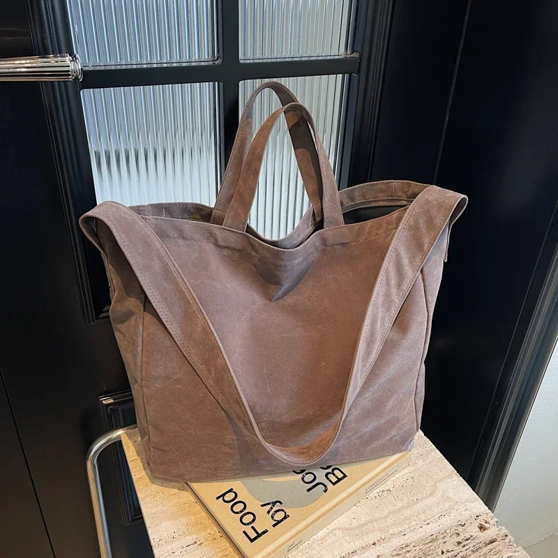 Large Capacity Velvet 2024 Hot Selling Tote Bag Zipper Solid Color Popular Fashion Handbag Soft Simple Commuting Shoulder Bag