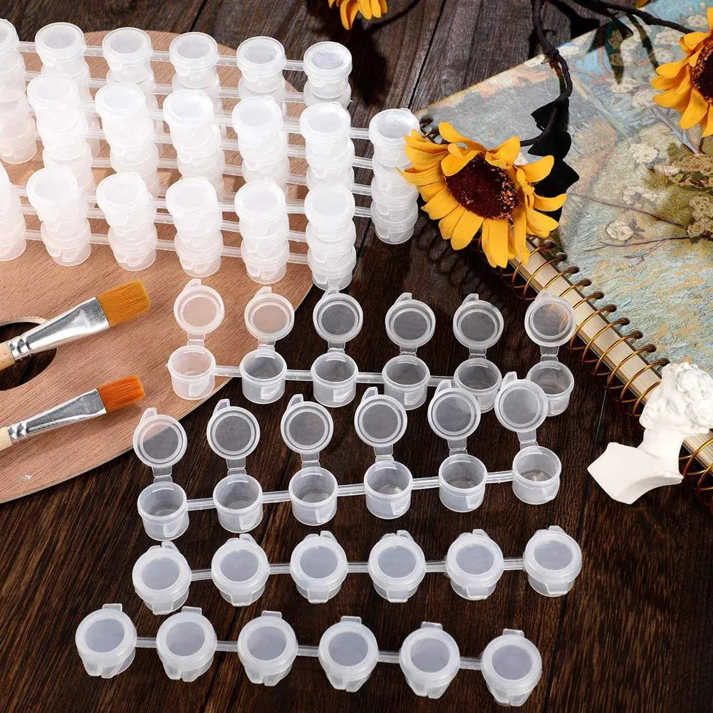 

QWE-60 Strips 180 Pots Paint Pots Strips 3 Ml Mini Paint Pot Empty Paint Cups Crafts Plastic Storage Containers