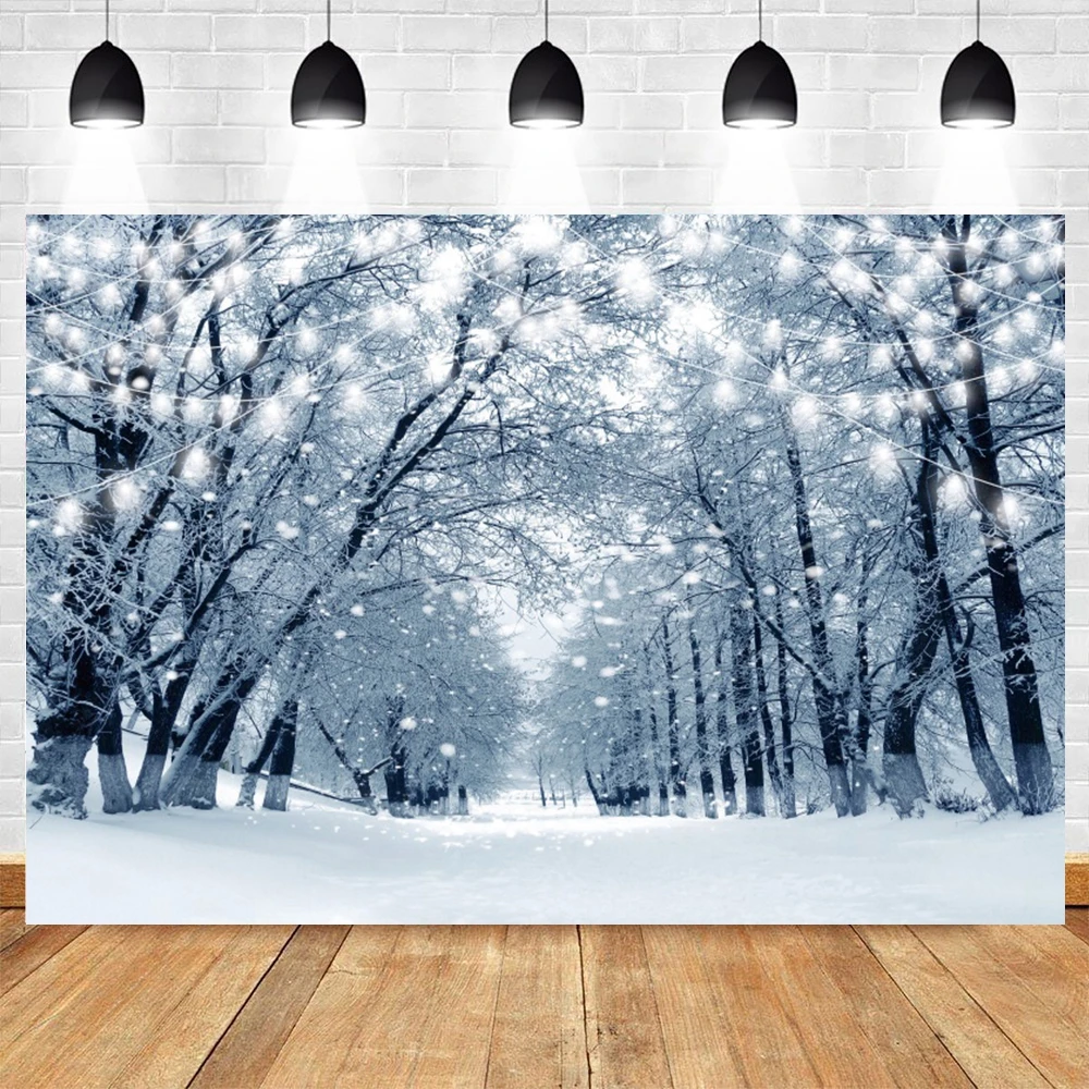 Зимний лес фон белая снежинка Рождество детский душ фотография фон вечерние Декор фотосессия набор для фотостудии
