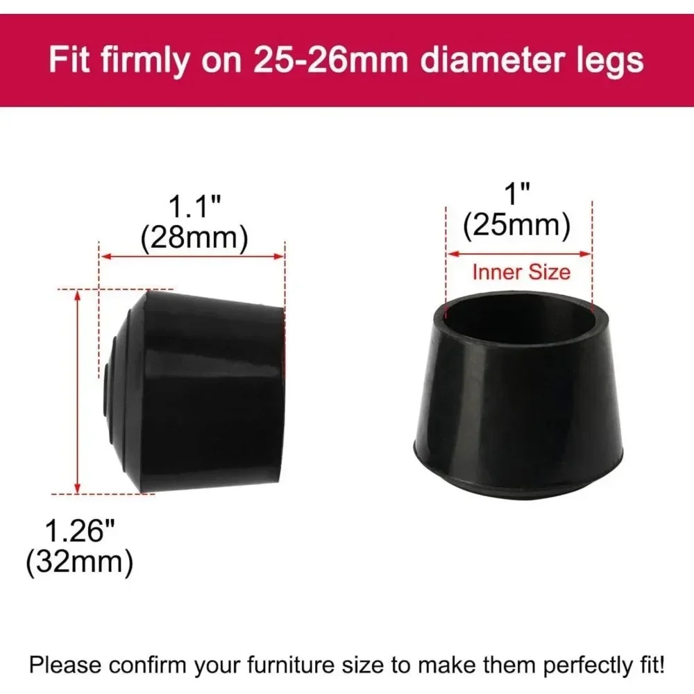 10/12/14/16/22/25mm for Furniture Set Round Rubber Chair Leg Cushion Furniture Leg Table End Plug PVC Silent Non-slip Floor Leg image 6