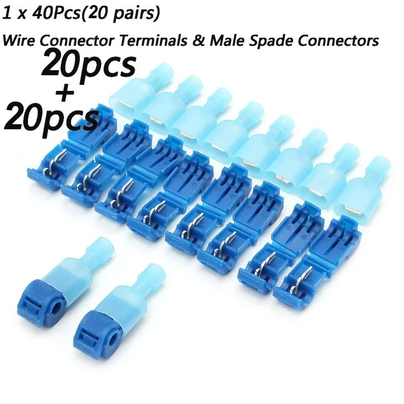 Convenient Useful Connectors Crimp Electrical Electricity Plastic Quick Disconnect Tool 40Pcs Attachment Cable