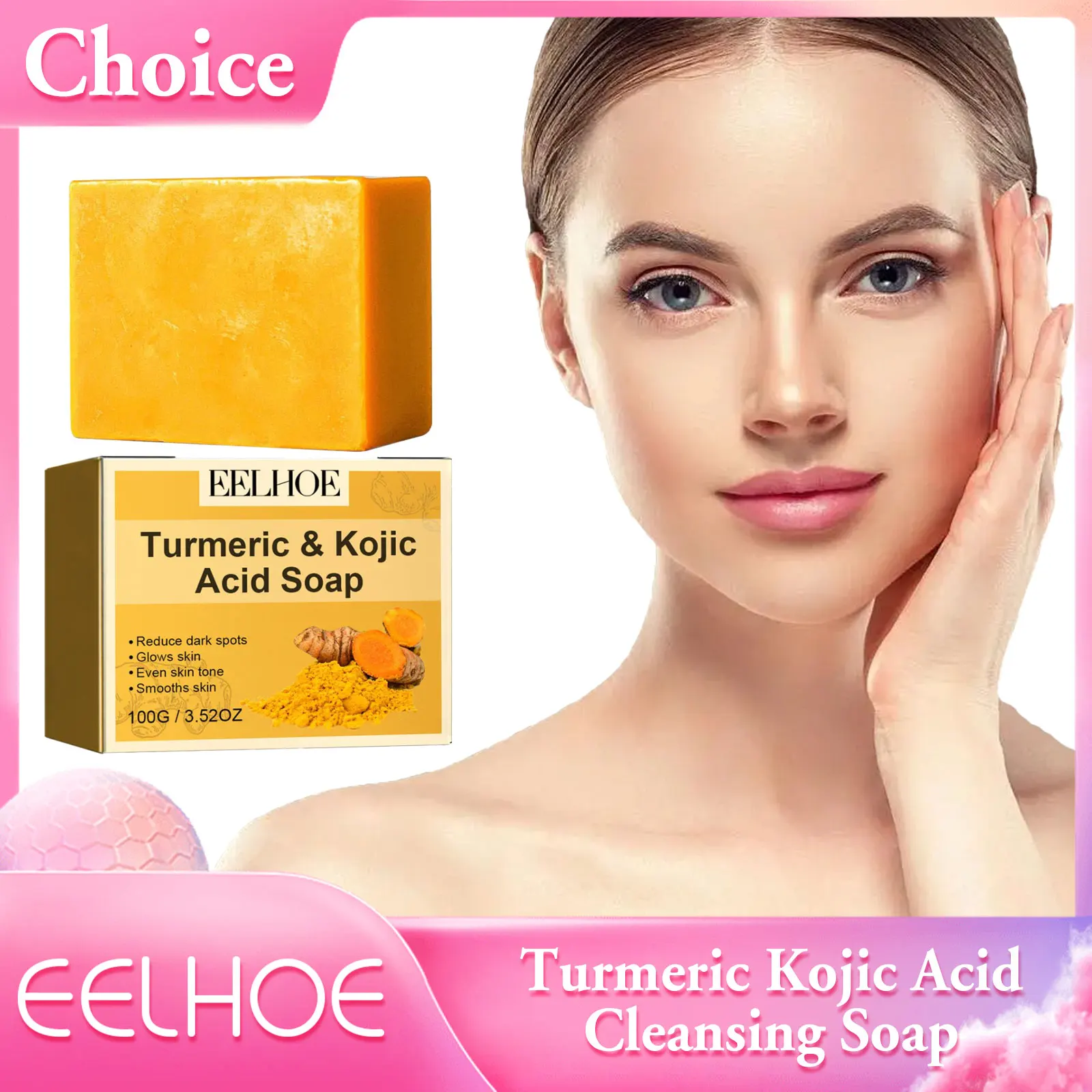 Turmeric Kojic Acid Soap Facial Deep Cleansing Brightening Evens Skin Tone Handmade Soap Moisturizing Hydrating Skin Care 100g