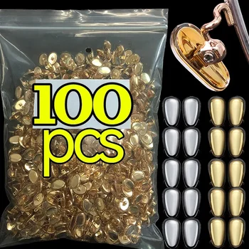 골드 실리콘 안경 코 패드, 금속 미끄럼 방지 탈착식 나사 교체 수리, 코 패드 안경 액세서리, 2 개, 100 개 