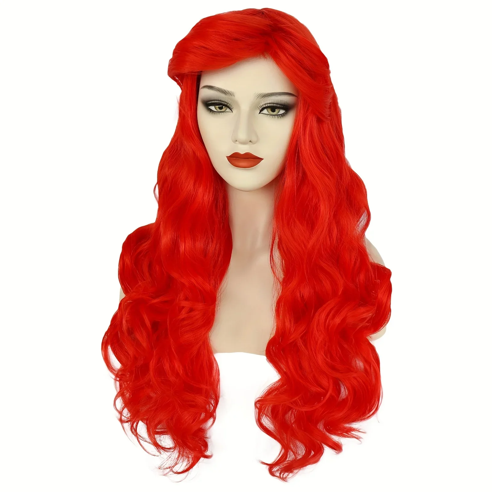 Long Wavy Red Mermaid Cosplay Wig for Halloween Thanksgiving Day Christmas Natural COS Anime Princess Cosplay Wig