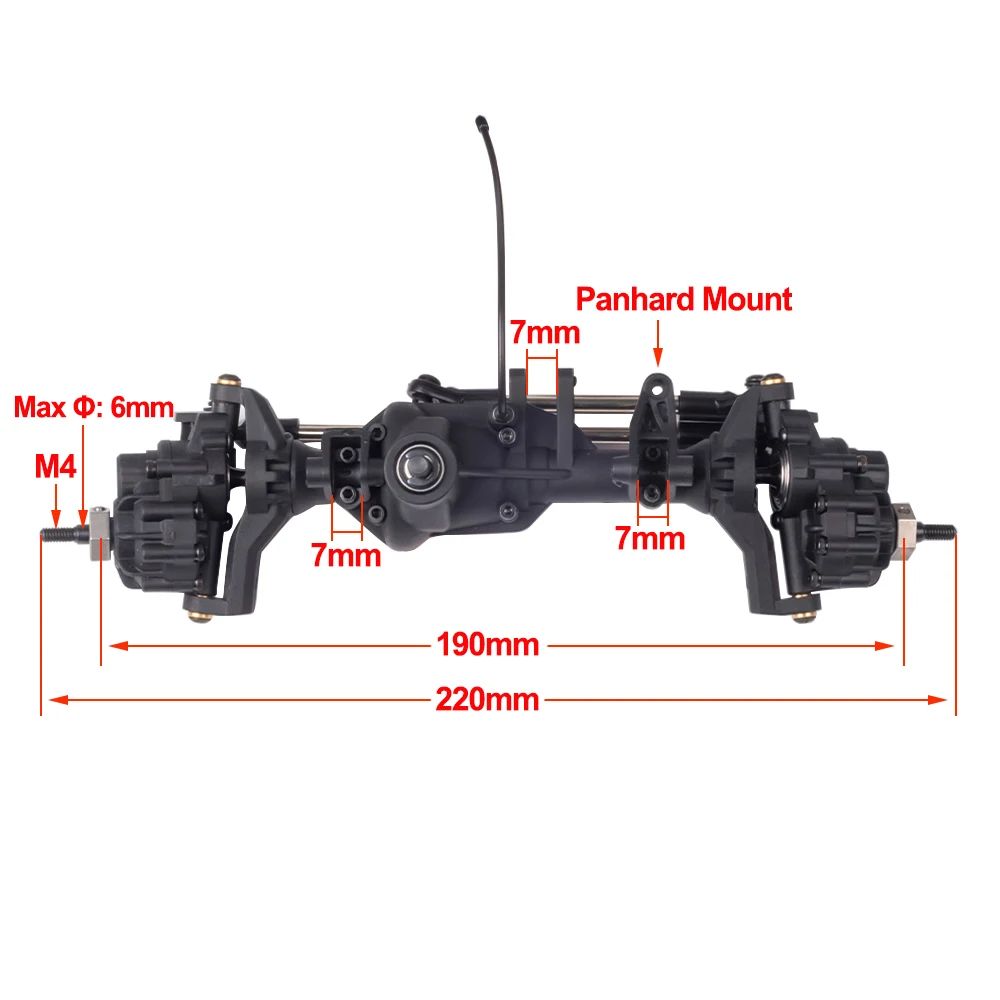 Nylon Front Rear Portal Axle with Differential Lock Kit for 1/10 RC Car Crawler  TRX-4 Defender Bronco TRX4 Chassis DIY