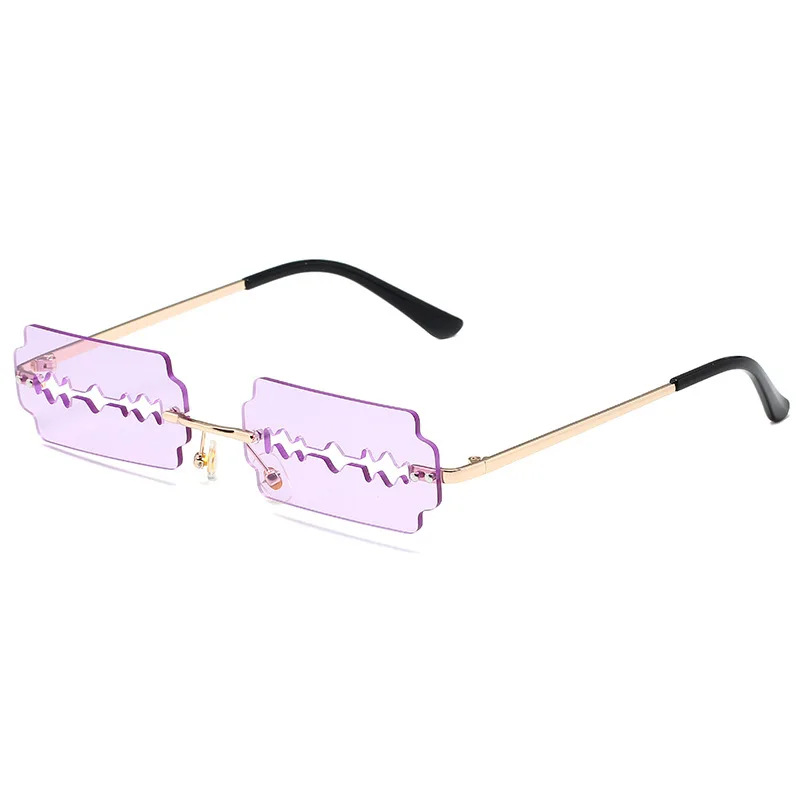 Festival Rimless Rectangle Sunglasses Women Personality Trend Unique Razor Blade Funny Sun Glasses Catwalk Party Hip Hop Eyewear