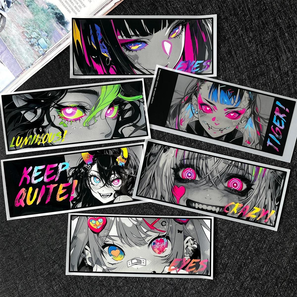 JDM Anime Girl Awesome Eyes Reflektieren Vinyl Aufkleber Körper Fenster Tür Heckscheibe Dekorative Aufkleber Accesorios Moto
