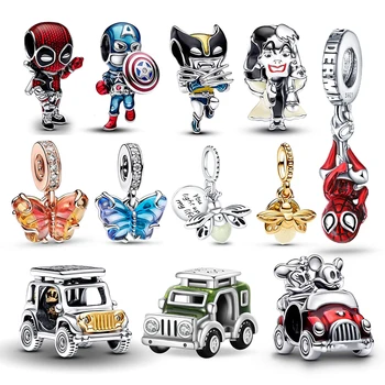 ขายร้อน 925 เงิน Deadpool Wolverine ตัวอักษรลูกปัด Fit 3mm Original Marvel สร้อยข้อมือสร้อยคอผู้หญิง DIY เครื่องประดับ Fine ของขวัญ