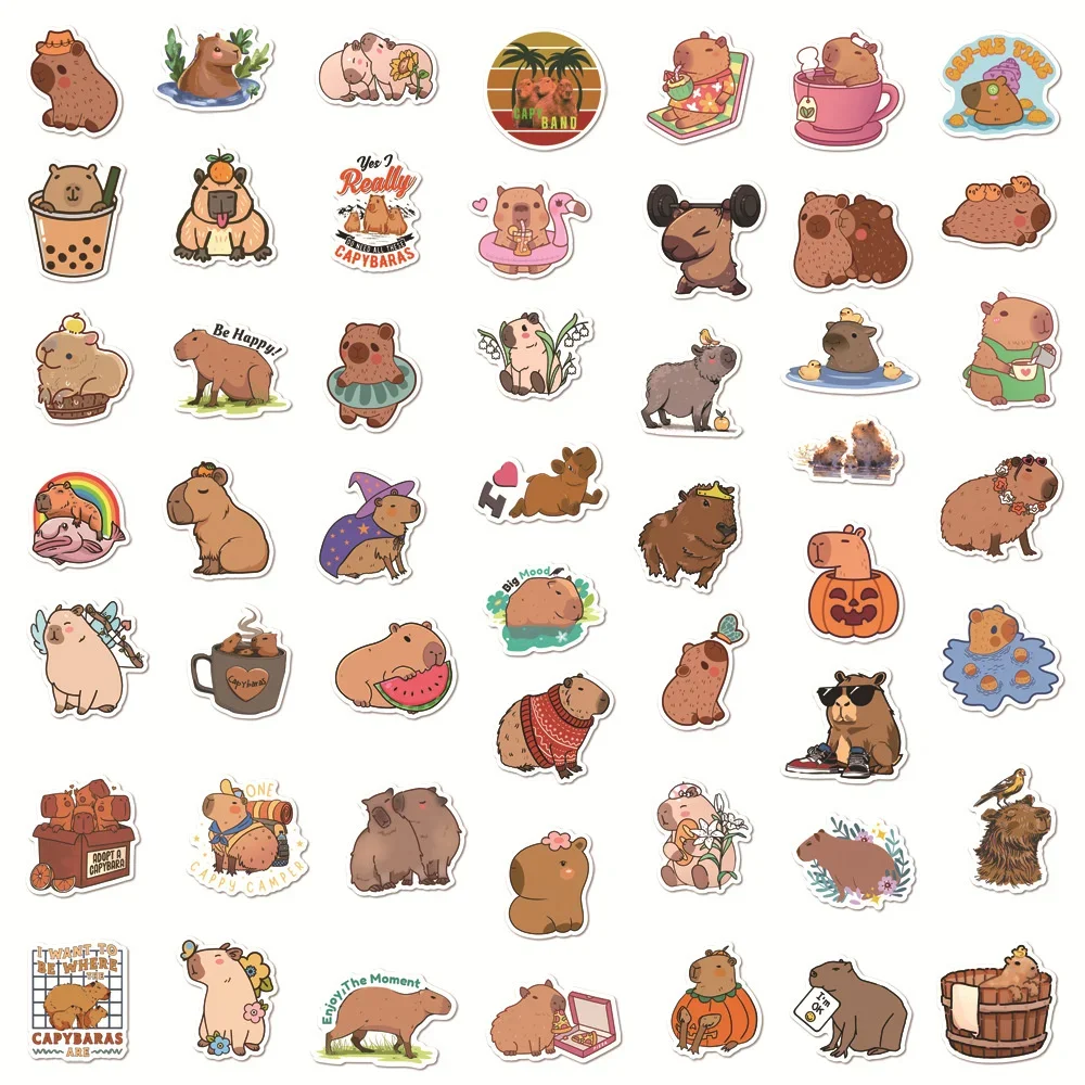 10/30/50PCS New DIY Capybara Animal Sticker Cartoon Creative Anime iPad Desk Luggage Guitar Car  Decoration Waterproof Wholesale