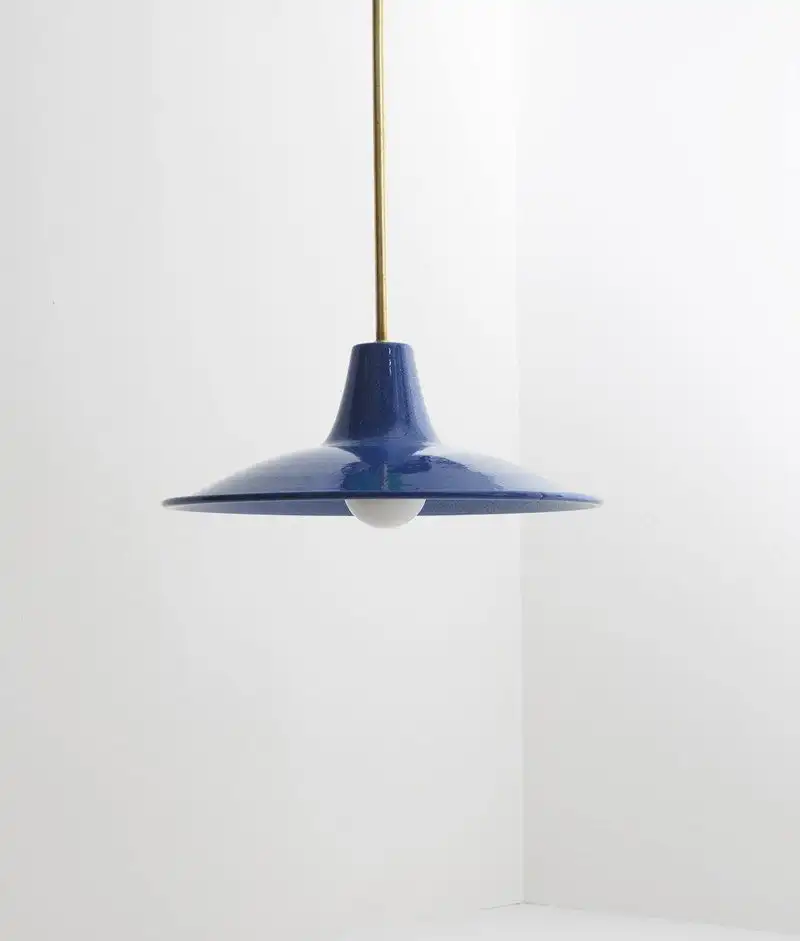 Retro blue restaurant bar light Bauhaus long pole chandelier Nordic simple ins throttle store front desk small chandelier