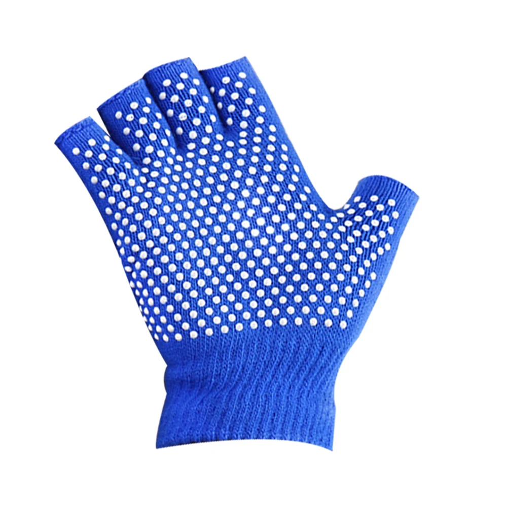 

Non-Slip Glovesbreathable Knitted Fitness Half Half Finger Gloves Finger Cotton Gloves For Workout Sports Blue
