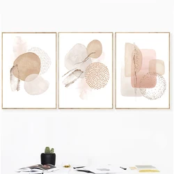 Modern Abstract Beige Pink Geometric Canvas Paintings Boho Poster and Print Wall Art Pictures for Living Room Wall Decor Cuadros