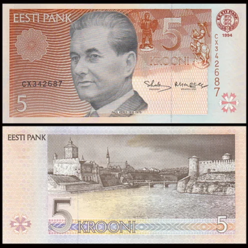 1994-2007 Estonia 5-50 Krooni Original Notes UNC  (Fuera De uso Ahora Collectibles)