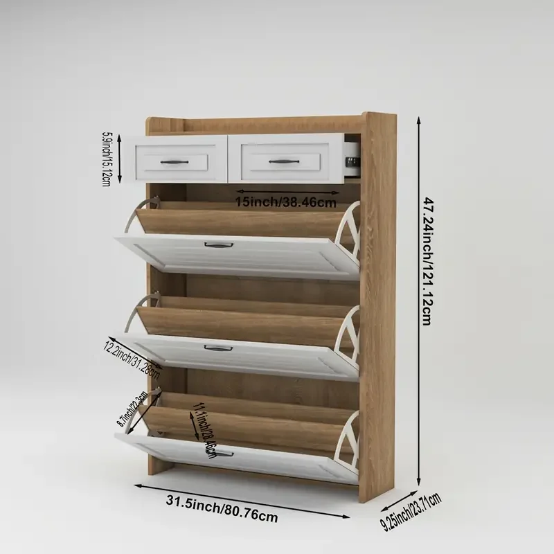 Sleek White Wooden Design  Space-Saving Flip-Style Narrow Shoe Cabinet Perfect for Corridors