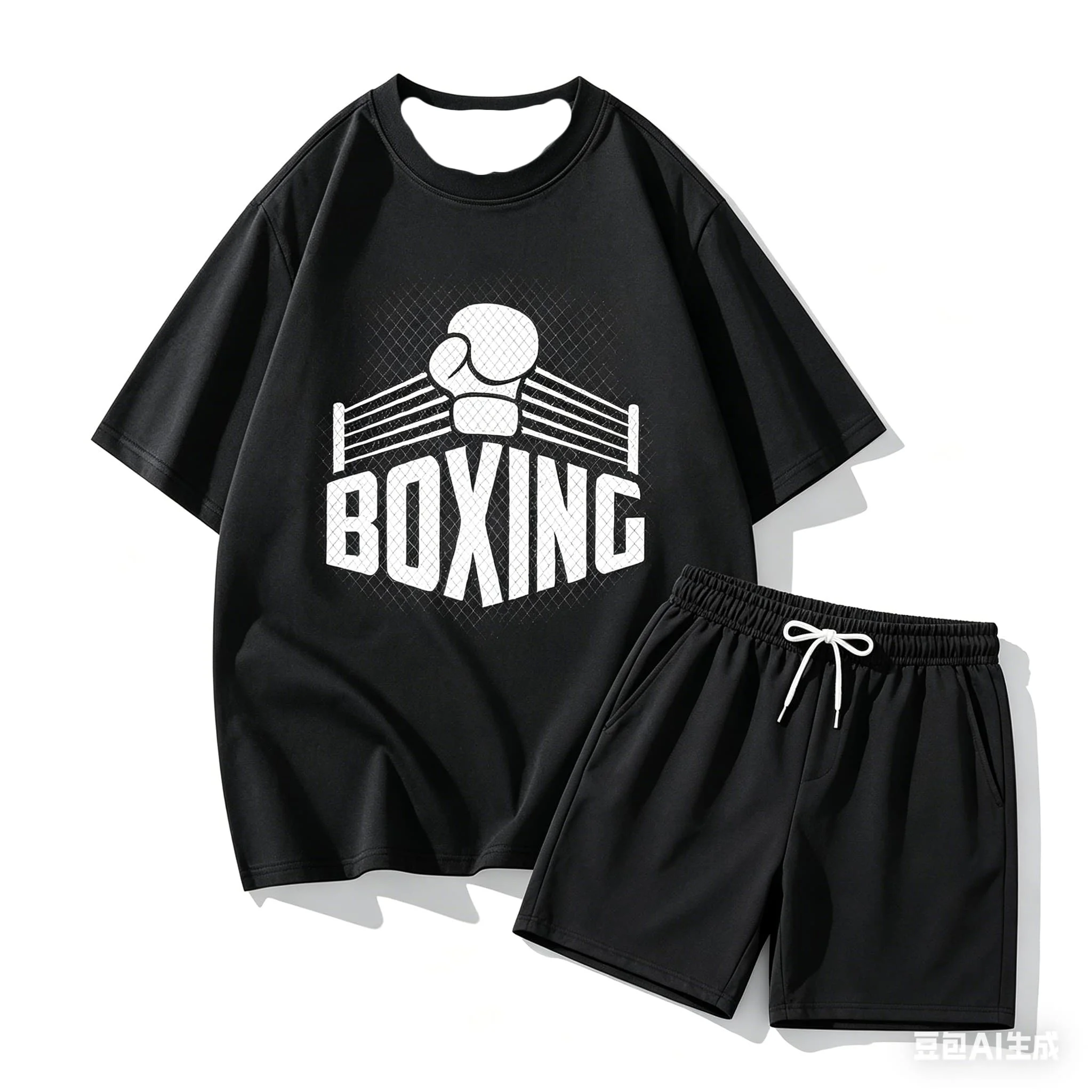 

Men's Boxing Themed 2-Piece Short Sleeve T-Shirt Breathable Athletic Set for Boxing Enthusiasts Lightweight Sportswear Trendy