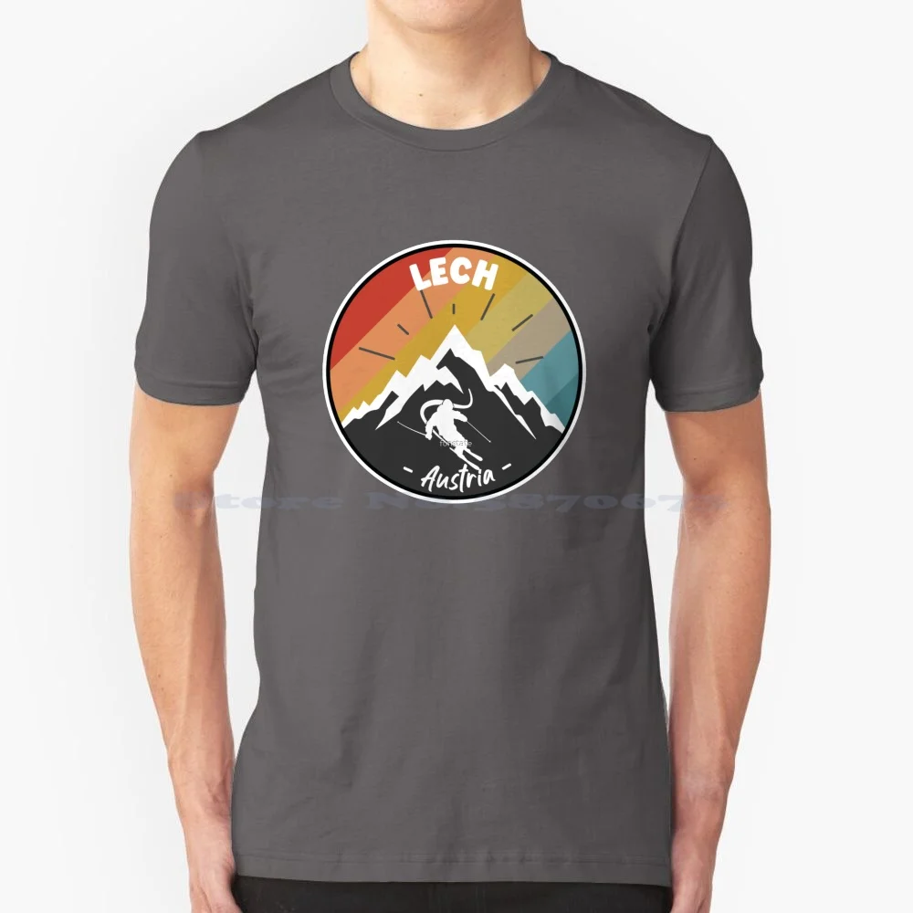 Skiing In Lech-Austria T Shirt 100% Cotton Tee Austrian Ski Lover Lech Austria Lech Ski Resort Skiing In Lech Travel Mountain