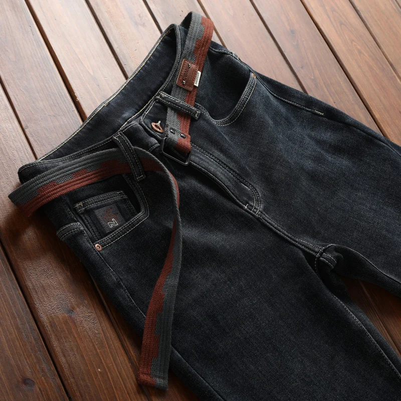 

Мужские зимние джинсы 2026: утепленные, плюшевые, приталенные, прямые, модные, повседневные, высококачественные, с узкими штанинами