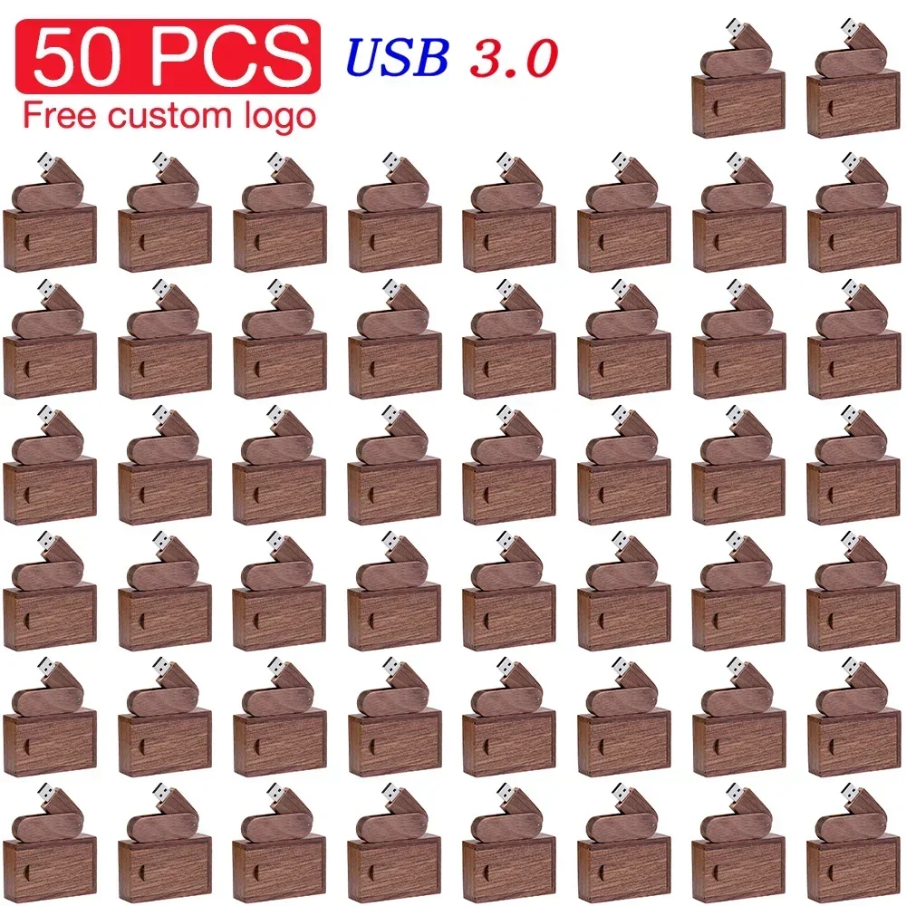 50PCS/LOT USB 3.0 Flash Drives 128GB Pen Drive Free Custom Logo Memory Stick 64GB Rotatable 32GB 16GB Wedding Gift 8GB U Disk
