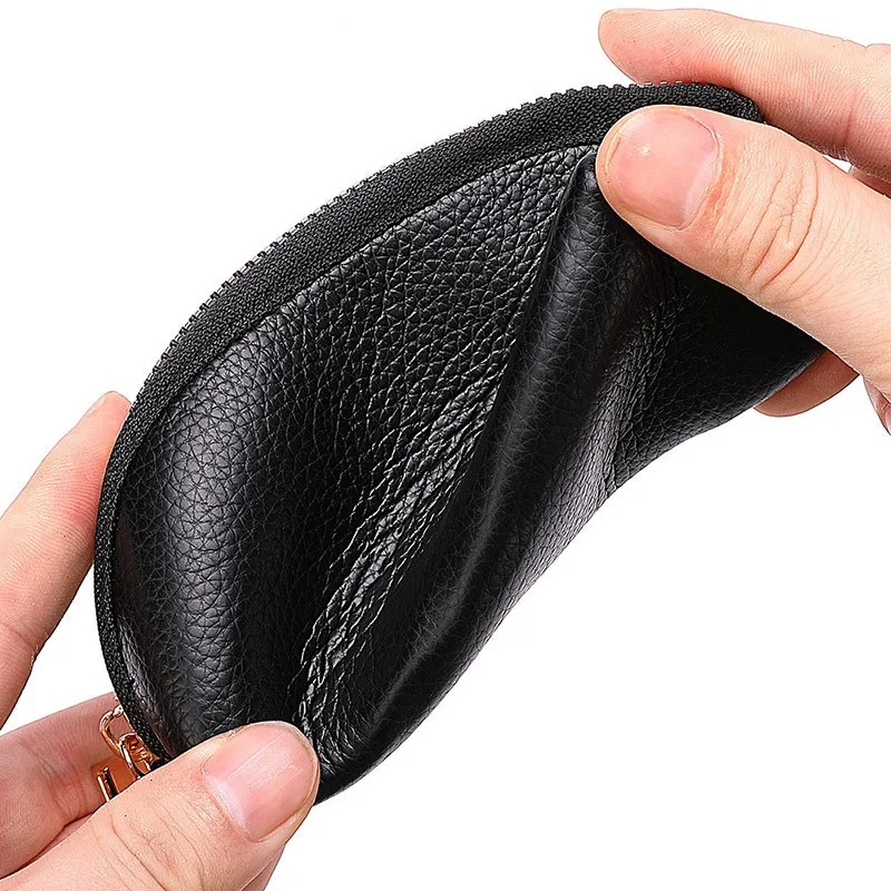 Soft Leather Key Holder Organizer Pouch Men Women Car Key Wallet House Keychain Housekeeper Key Case Zipper Bag Mini Card Bag