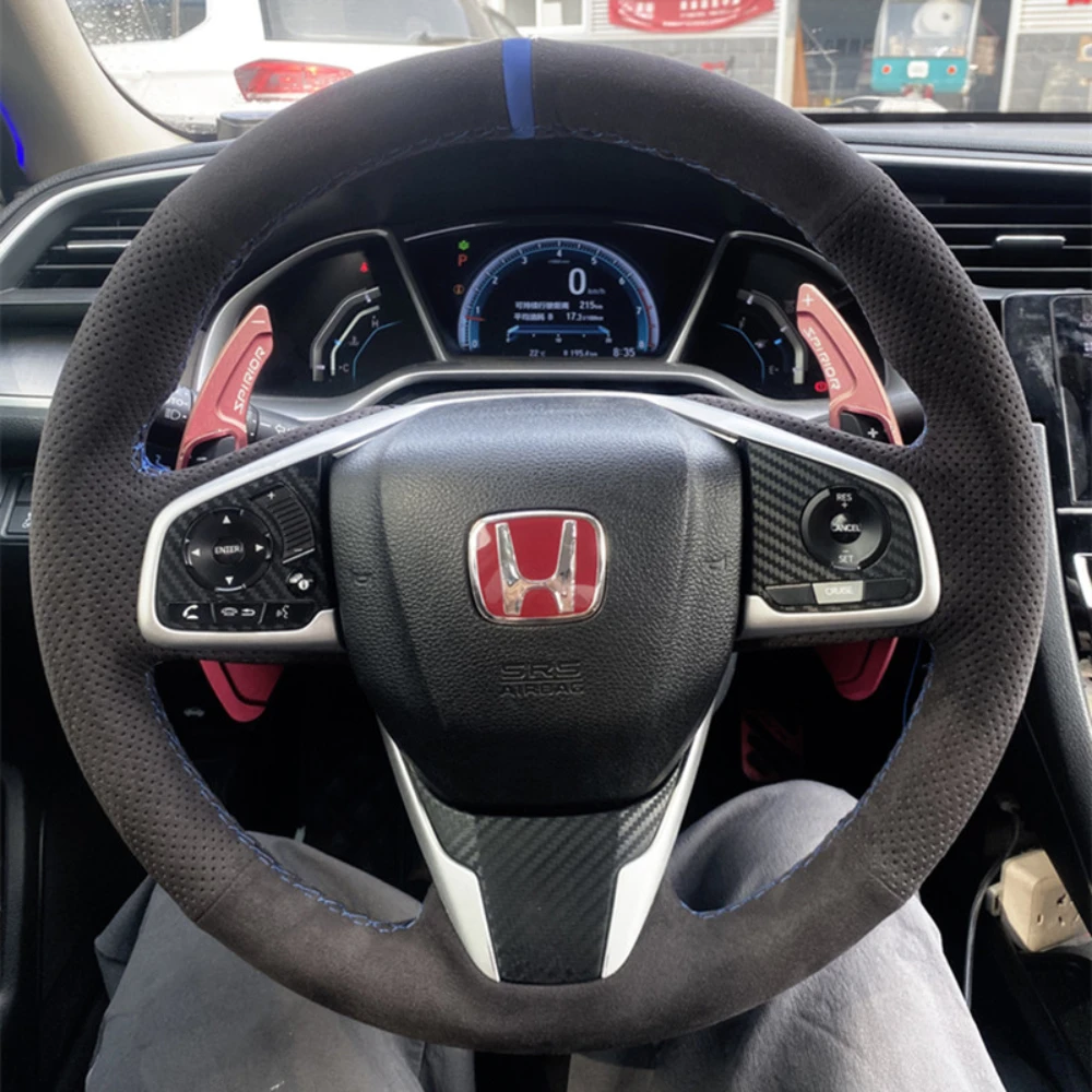 Hand-Stitched wear-resisting suede non-slip car Steering wheel cover For Honda Civic 10 2016-2021 CRV Clarity 2018-2021