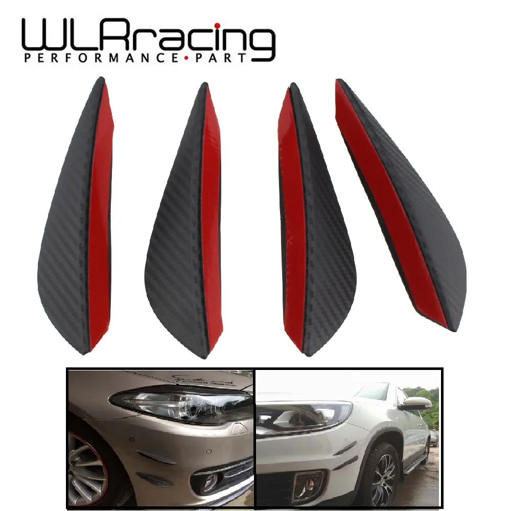 4pcs Carbon fiber Color Fit Front Bumper Lip Splitter Fins Body Spoiler Canards Valence Chin WLR-SFB01-4