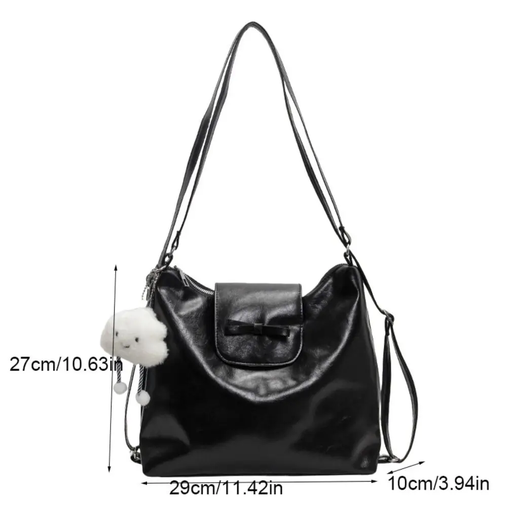 Eenvoudige Balletcore Strik Schoudertas Grote Capaciteit Koreaanse Stijl Strik Rugzak Zilver Y 2K Pu Lederen Crossbody Tas Dames