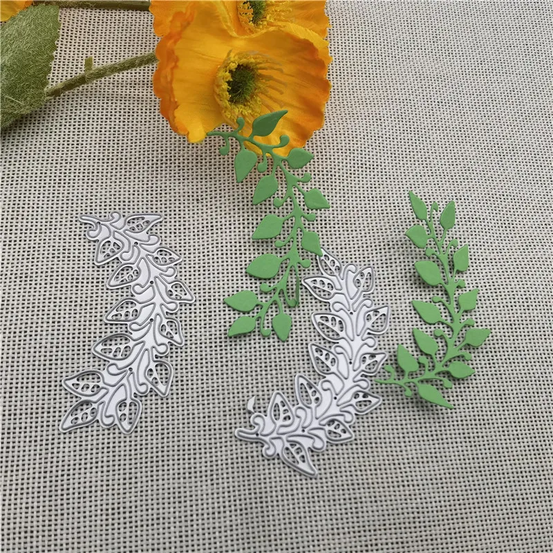 2pcs Symmetrical Leaves Metal Cutting Dies Stencil DIY Scrapbooking Album Decorative Embossing Folder Die Cutting Template