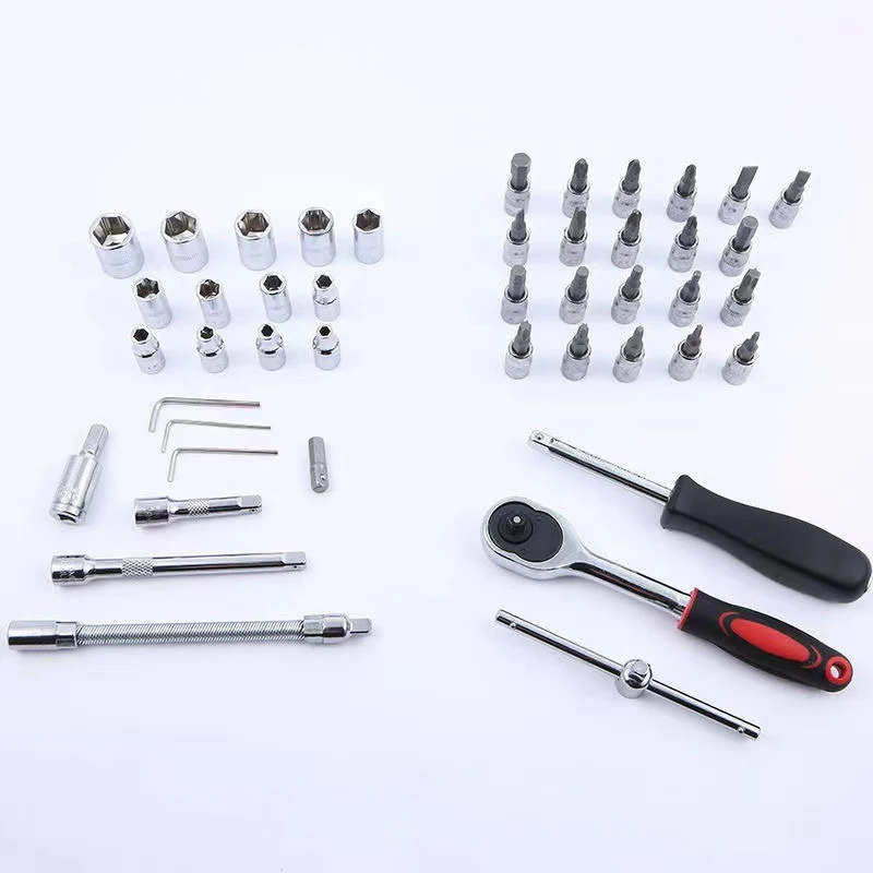 46PCS 1/4 inch Drive Socket Ratchet Wrench Set  Bit Sleeve Wrench Set Car  Tool Mechanic  Hand Tool Kit