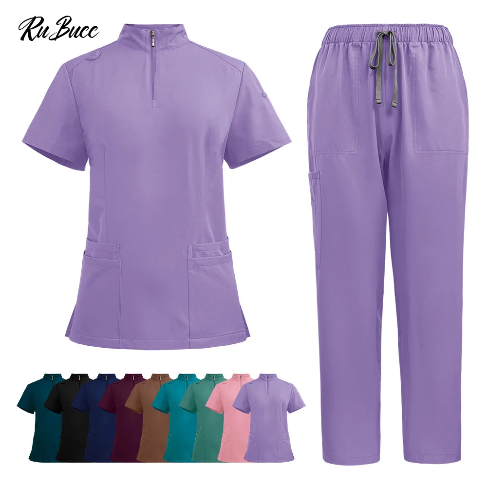 

Many Colors Doctor Costume Women Cheap Price Zipper-Neck Vet Nursing Uniform Sets Women Medical Uniforms Women Nurse Accessories