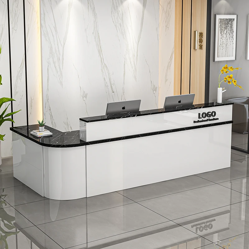 Coffee Salon Reception Desk Counter Modern White Office Retail Reception Desk Checkout Theke Rezeption Commercial Furniture